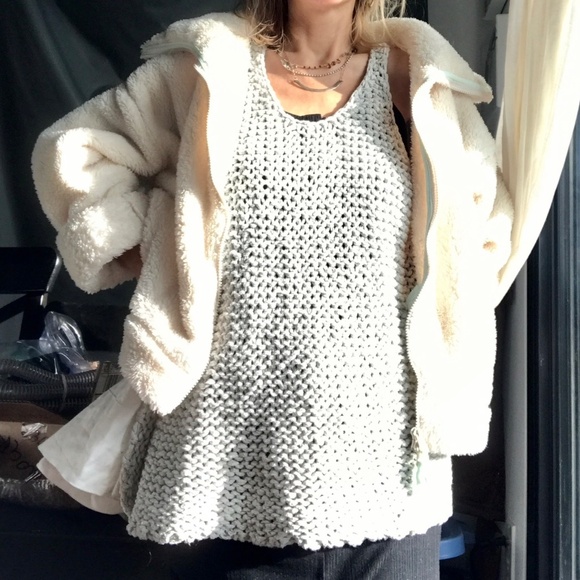 Free People Live Wire Racerback Chunky Knit Tank Top XS oversized RARE - Picture 3 of 5